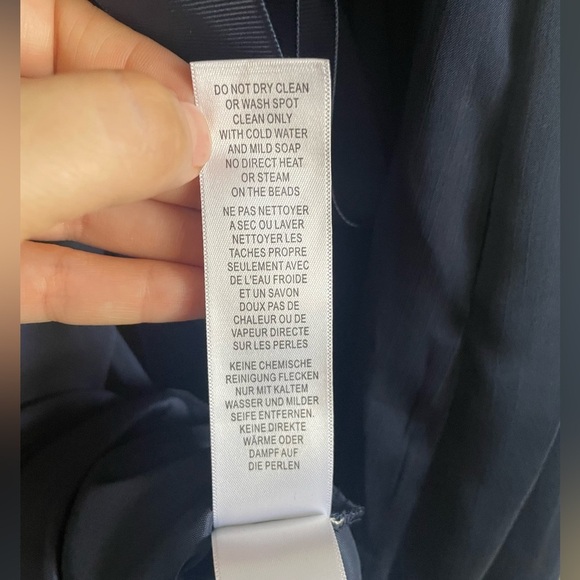 Adrianna Papell Blue Chiffon Beaded Halter Dress. New Without Tags. - Picture 11 of 11